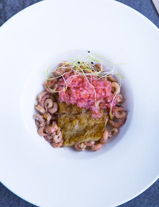 Pighvar med stenbiderrogn og vadehavsrejer